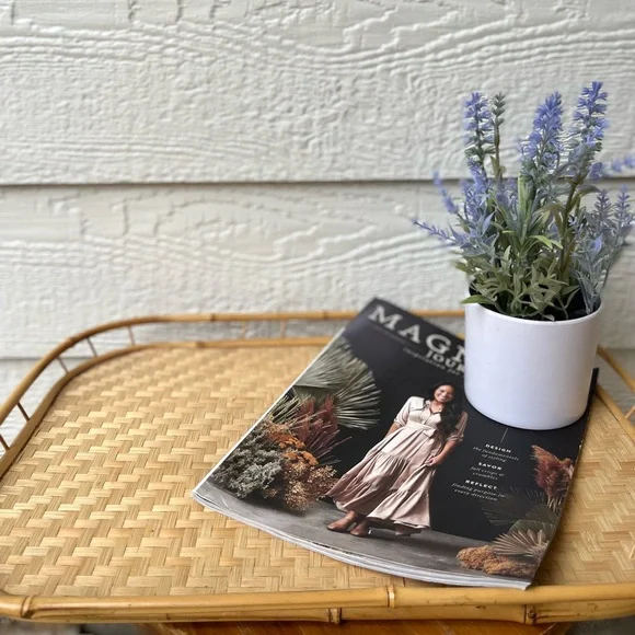 Vintage Rattan Wicker Serving Tray Boho Farmhouse - Picture 2 of 5